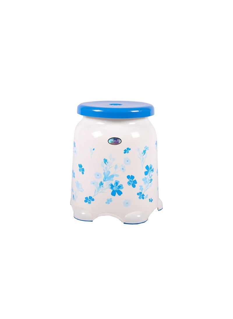 NILKAMAL Nilkamal STL27F Strong and Durable Plastic Seating Stool for Home | Bedroom | Bathroom | Kitchen | Living Room | Office | Adult Stool with high Load Capacity (Cream/Bright Blue)  - Image 1