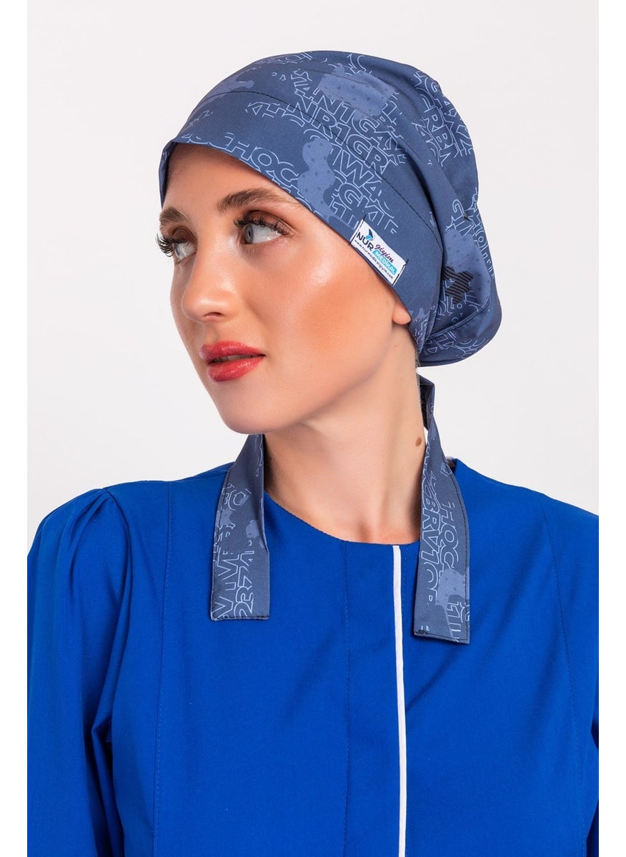 Nur Medikal Giyim Nur Medical Clothing Map Patterned Hijab Doctor Nurse Hospital Cook Surgical Cap  - Image 2