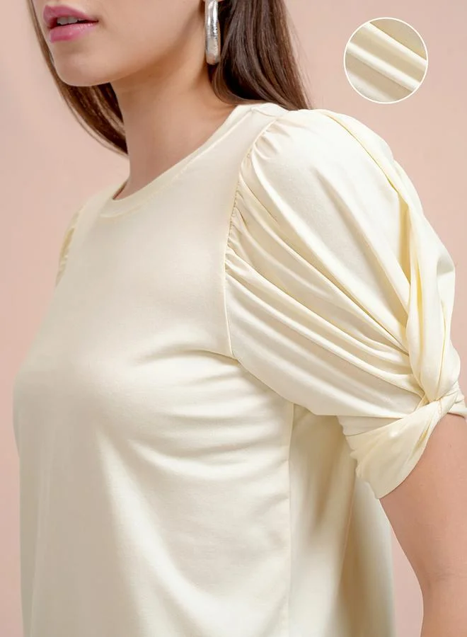 Tokyo Talkies Tokyo Talkies Solid Puff Sleeves Slim Fit T-Shirt