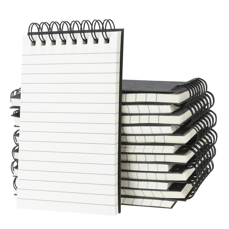 wavamawa 12 Pack Pocket Notebooks, 3x5 inch Small Notepads, Mini Spiral Notebook, Little Pocket Size, Lined College Ruled Paper, Memo Note Pads for Home, Office, School, Travel (Black) - Image 1