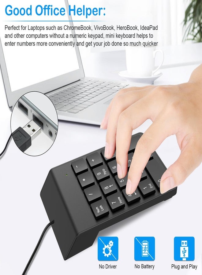 NOOX USB Numeric Keypad Numpad Portable Slim Mini 10 Key Number Pad Keyboard for Laptop Desktop Computer PC, Compatible with ChromeBook Surface Notebook, Tax Accountant Calculate Office Travel & Home - Image 2