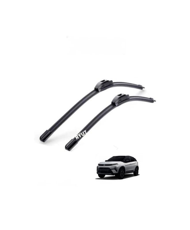 RYU7® All Season Frameless/Soft Wiper Blades Fits For Tata Nexon 24"/600mm+14"/350mm(Pack of 2) - Image 1