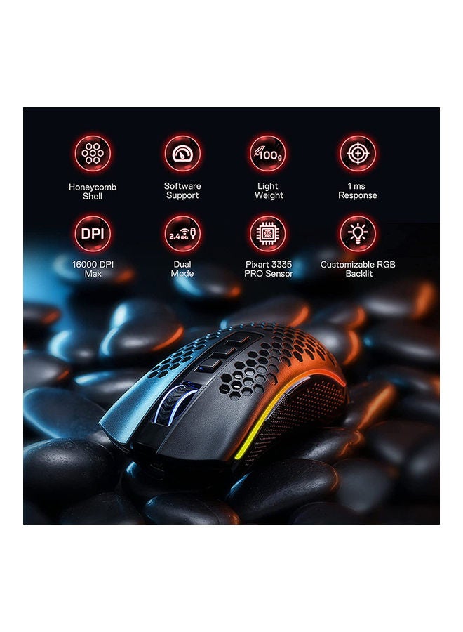 ريدراجون ماوس ألعاب M808 ستورم برو لاسلكي من ريدراجون، بإضاءة RGB وبنمط قرص عسل - بدقة 16000 DPI - Image 2
