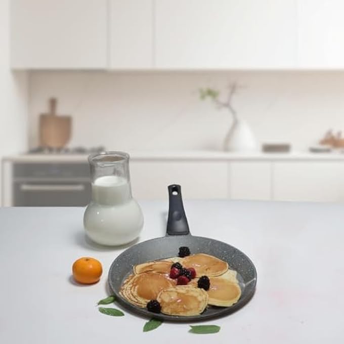 rayihni Fun Cooking Daphne NonStick Crepe Maker  Granite Coated Frying Pan Scratch Resistant Crepe Skillet MultiPurpose Breakfast Pan For Pancakes Eggs  More  Crepe Maker Pan 86 Inch - Image 5