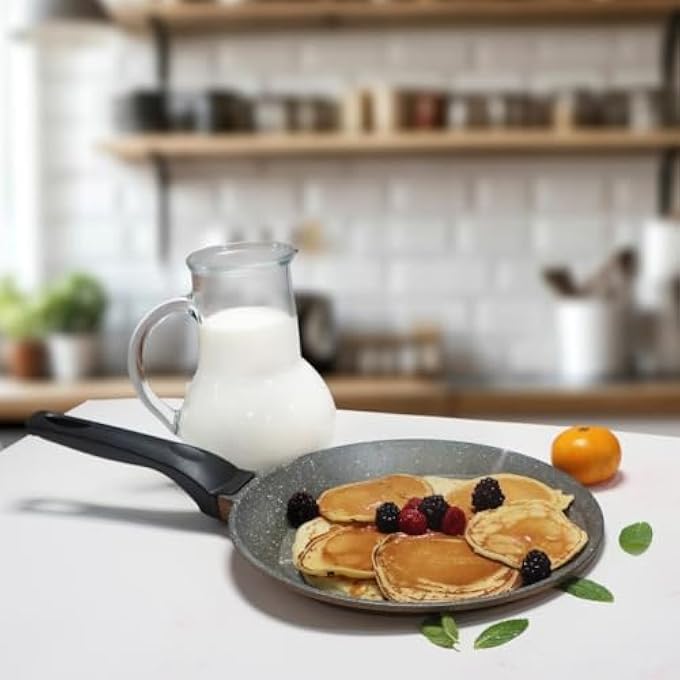 rayihni Fun Cooking Daphne NonStick Crepe Maker  Granite Coated Frying Pan Scratch Resistant Crepe Skillet MultiPurpose Breakfast Pan For Pancakes Eggs  More  Crepe Maker Pan 86 Inch - Image 4