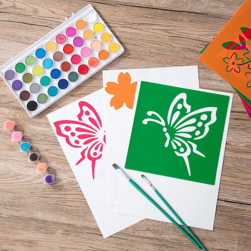 Henoyso 24 Pieces Spring Stencils for Kids 8 Inches Summer Drawing Chalk Stencils Large Washable Garden Flower Butterfly Themed Primary Shape Template for Kids Toddlers Preschooler - Image 5