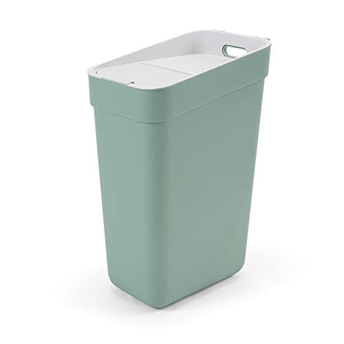 Curver Ready to Collect 100 Recycled 30L Kitchen Accessories Recycling Lift Top Bin Green Light Grey Lid