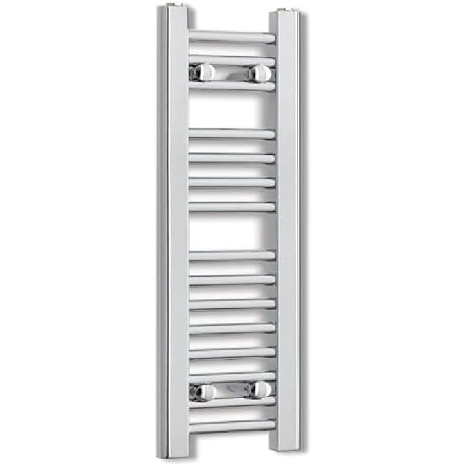 250MM WIDE NARROW SMALL CHROME HEATED TOWEL RAIL STRAIGHT FLAT BATHROOM WARMER RADIATOR RACK CENTRAL HEATING (250MM WIDE X 800MM HIGH) - Image 2