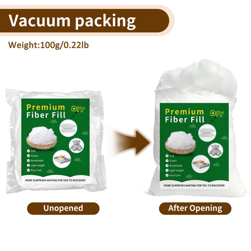 Daylendar Polyfill Stuffing Fiber Fill 100g/0.22lb,Premium Fiberfill Stuffing for Craft,High-Resilience Recyclable Crochet Stuffing, Stuffing for Stuffed Animals,Crochet, Home Decor - Image 2