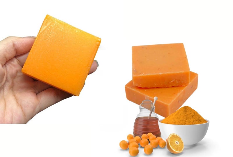 Yeahgoshopping Turmeric and Orange Honey Soap Bar for Sensitive Skin Gentle Face and Body Cold Process Vegan Thailand Handmade Soap  One Bar 22 Oz