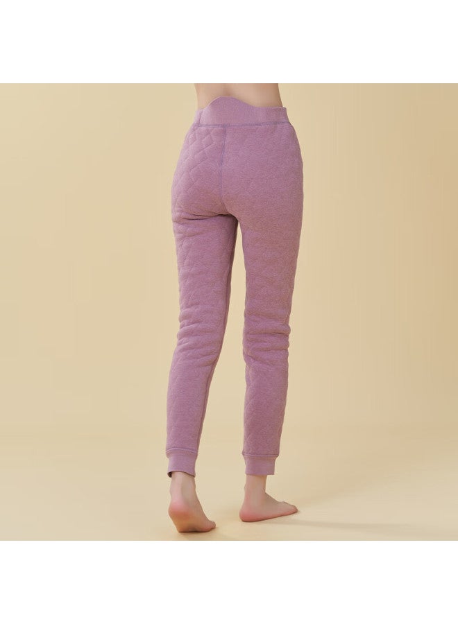 Little Nurse Xiaohushi Women's 100% Wool-filled Cotton Pants, Diamond Pattern, Hot Carbon, Soft And Warm Trousers, Xl (175/105)  - Image 3