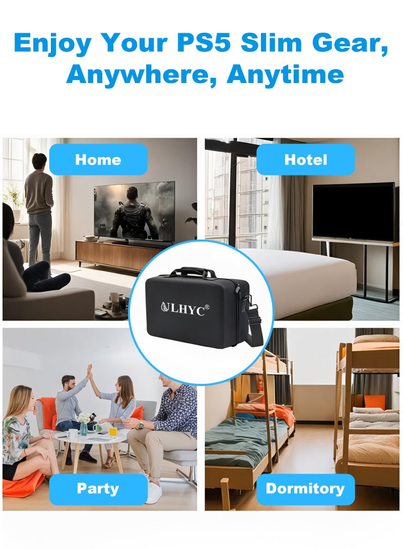 يو إل اتش واي سي حقيبة محمولة لجهاز بلاي ستيشن 5 سليم، حقيبة واقية صلبة، حقيبة سفر لجهاز بلاي ستيشن 5 سليم، قرص/رقمي، أسود - Image 4