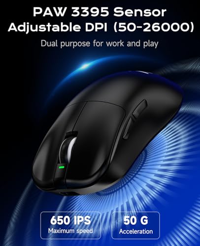 VGN Dragonfly F1 Pro Max Wireless Gaming Mouse, 130h Playtime Long Endurance, 55g Lightweight, PAW3395 26K DPI Flagship Sensor, 4000Hz Polling Rate Supported, Low Latency Esports Peripherals, Black - Image 2