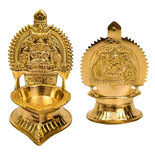 Spillbox Traditional Brass Kamachi Diya for Puja Deepam Oil Lamp for Home | Temple Kamatchi Devi Maa |Kamakshi| Hindu Kamatchi Amman Vilakku (s) - Image 3