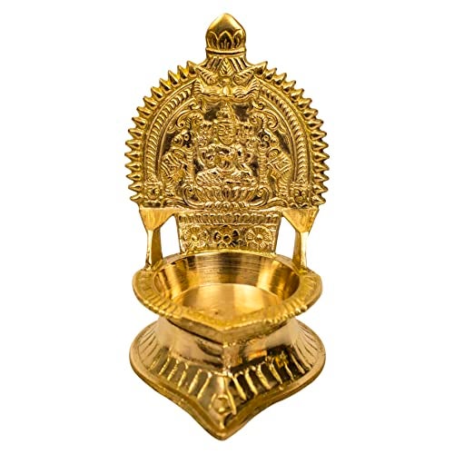 Spillbox Traditional Brass Kamachi Diya for Puja Deepam Oil Lamp for Home | Temple Kamatchi Devi Maa |Kamakshi| Hindu Kamatchi Amman Vilakku (s) - Image 1