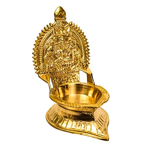 Spillbox Traditional Brass Kamachi Diya for Puja Deepam Oil Lamp for Home | Temple Kamatchi Devi Maa |Kamakshi| Hindu Kamatchi Amman Vilakku (s) - Image 4