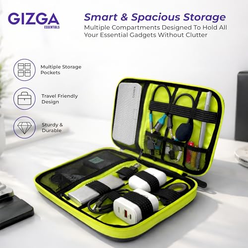 GIZGA Essentials Hard Shell Gadget Organizer Case | Travel Electronics Accessories Bag | Cable Organizer Pouch for HDD, Power Bank, USB Cables, Chargers | Water-Resistant & Shockproof (Black) - Image 4