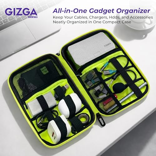 GIZGA Essentials Hard Shell Gadget Organizer Case | Travel Electronics Accessories Bag | Cable Organizer Pouch for HDD, Power Bank, USB Cables, Chargers | Water-Resistant & Shockproof (Black) - Image 2