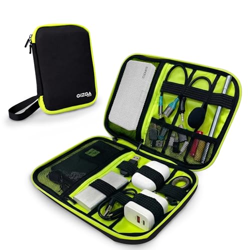 GIZGA Essentials Hard Shell Gadget Organizer Case | Travel Electronics Accessories Bag | Cable Organizer Pouch for HDD, Power Bank, USB Cables, Chargers | Water-Resistant & Shockproof (Black) - Image 1