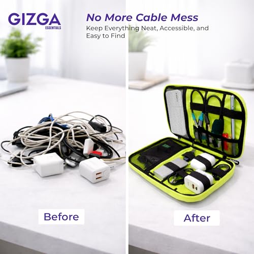 GIZGA Essentials Hard Shell Gadget Organizer Case | Travel Electronics Accessories Bag | Cable Organizer Pouch for HDD, Power Bank, USB Cables, Chargers | Water-Resistant & Shockproof (Black) - Image 3