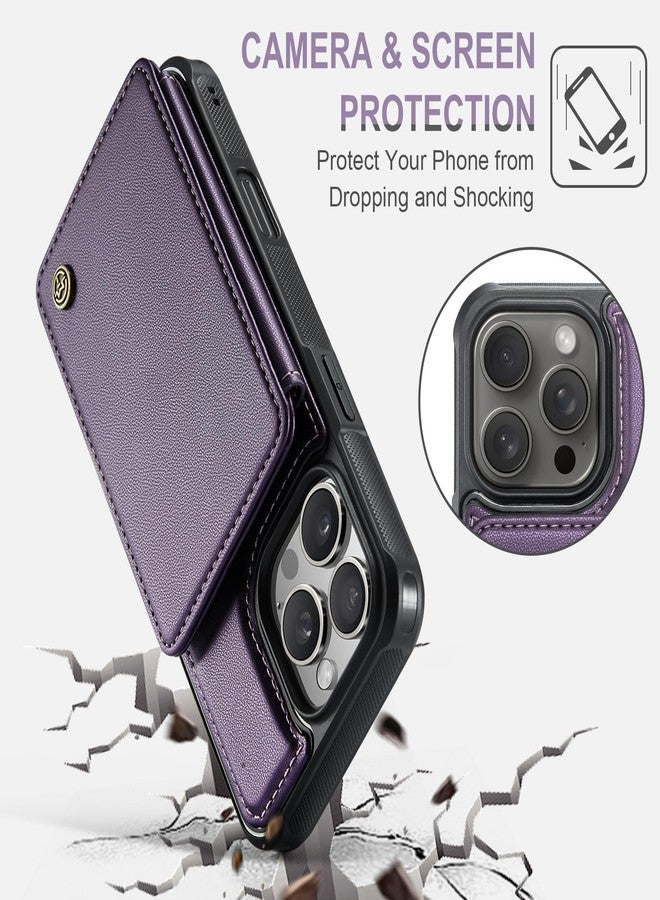 Vinich for iPhone 16 Pro Wallet Case with Card Holder, RFID Blocking for iPhone 16 Pro Case for Women Men, Durable Kickstand Shockproof Phone Case for iPhone 16 Pro, Purple - Image 5