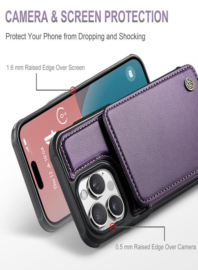 Vinich for iPhone 16 Pro Wallet Case with Card Holder, RFID Blocking for iPhone 16 Pro Case for Women Men, Durable Kickstand Shockproof Phone Case for iPhone 16 Pro, Purple - Image 3