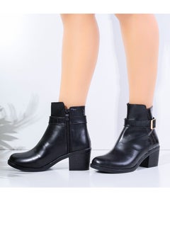 Ankle Boot Heels Leather With Buckle - Black R-18 - pzsku/ZA853E9D85A8E012DEC42Z/45/_/1729077712/5335778f-87ef-4355-bfb1-3411fb936d49