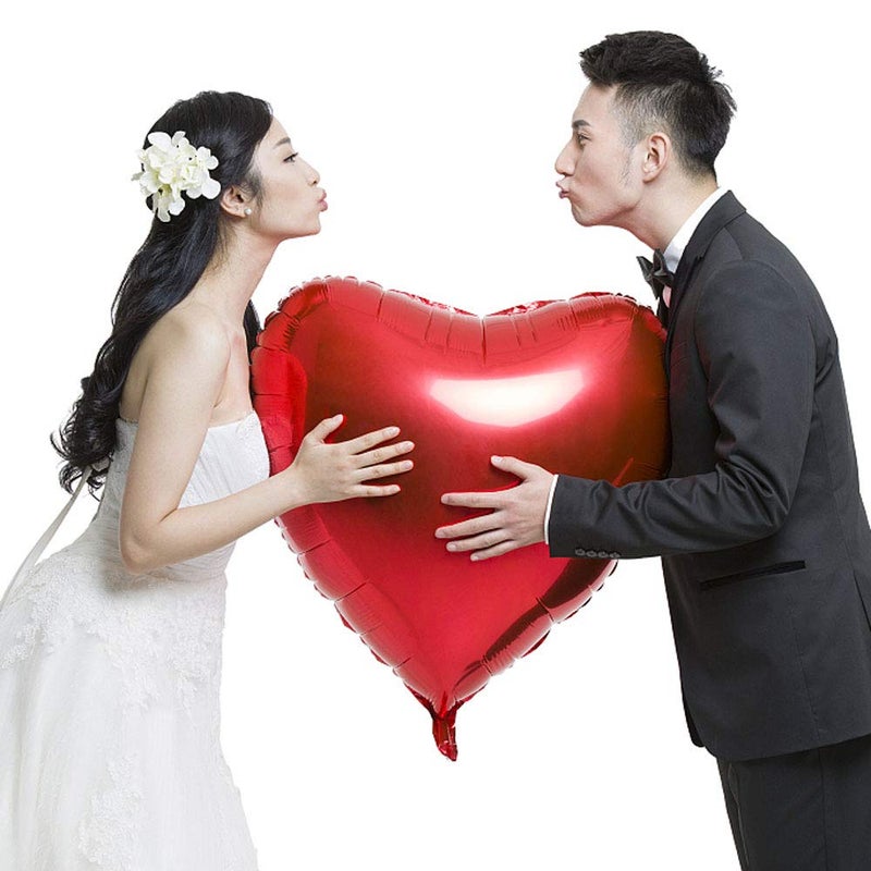 MixTeach 6 Pieces 32'' Large Heart Shaped Balloons Huge Foil Balloons Valentine's Day Balloons Red Heart Balloons for Wedding Engagement Anniversary Decor Party Favor Supplies (Red 6pcs) - Image 5