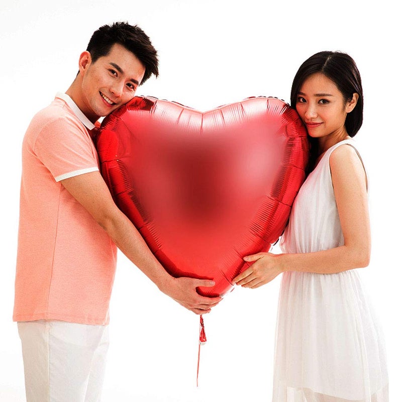 MixTeach 6 Pieces 32'' Large Heart Shaped Balloons Huge Foil Balloons Valentine's Day Balloons Red Heart Balloons for Wedding Engagement Anniversary Decor Party Favor Supplies (Red 6pcs) - Image 3