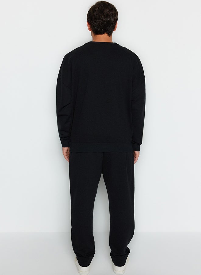 trendyol Limited Edition Black Men's Regular/Regular Fit Thick Sweatpants.  - Image 5