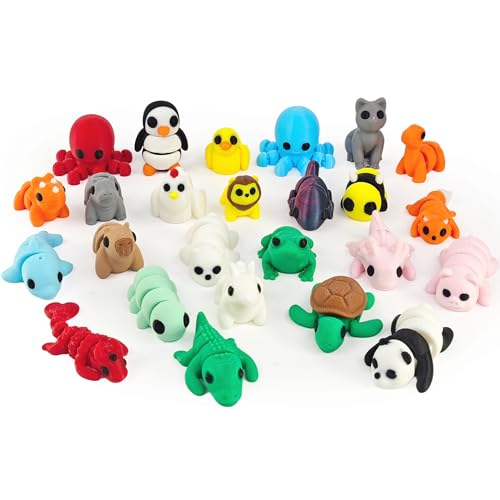 NEXT STOP M 25 pcs Animal Figurines 3D Printed Animal Figurines Set Articulated Party Favors Pocket Fidget Toys Bulk Goodie Bag Stuffers Gifts for Boys Girls Toddlers Classroom Rewards - Image 1