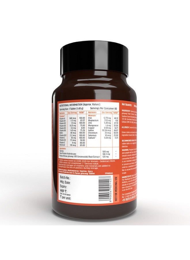 HealthKart hk vitals أشواغاندا بلس ومولتيفيتامين للرجال والنساء (60 قرص لكل منهما) حزمة كومبو | مع مولتيمعادن، أحماض أمينية، تورين وجينسنغ - Image 5