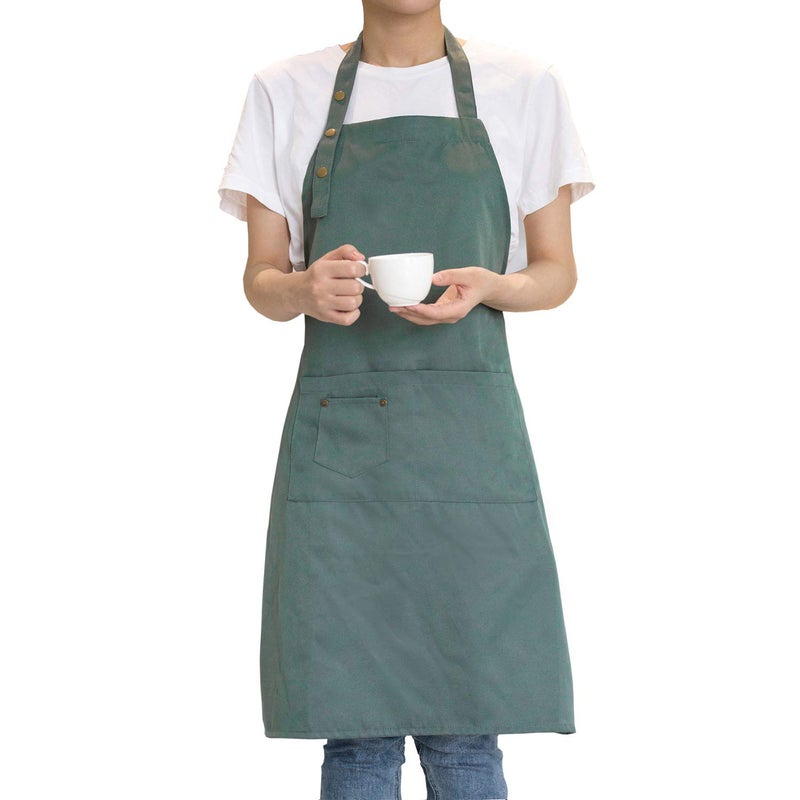 MORNITE Cotton Art Aprons for Painting Pottery Ceramics Artist Apron Mens Women Kitchen Cooking Smock Waterproof Green - Image 2