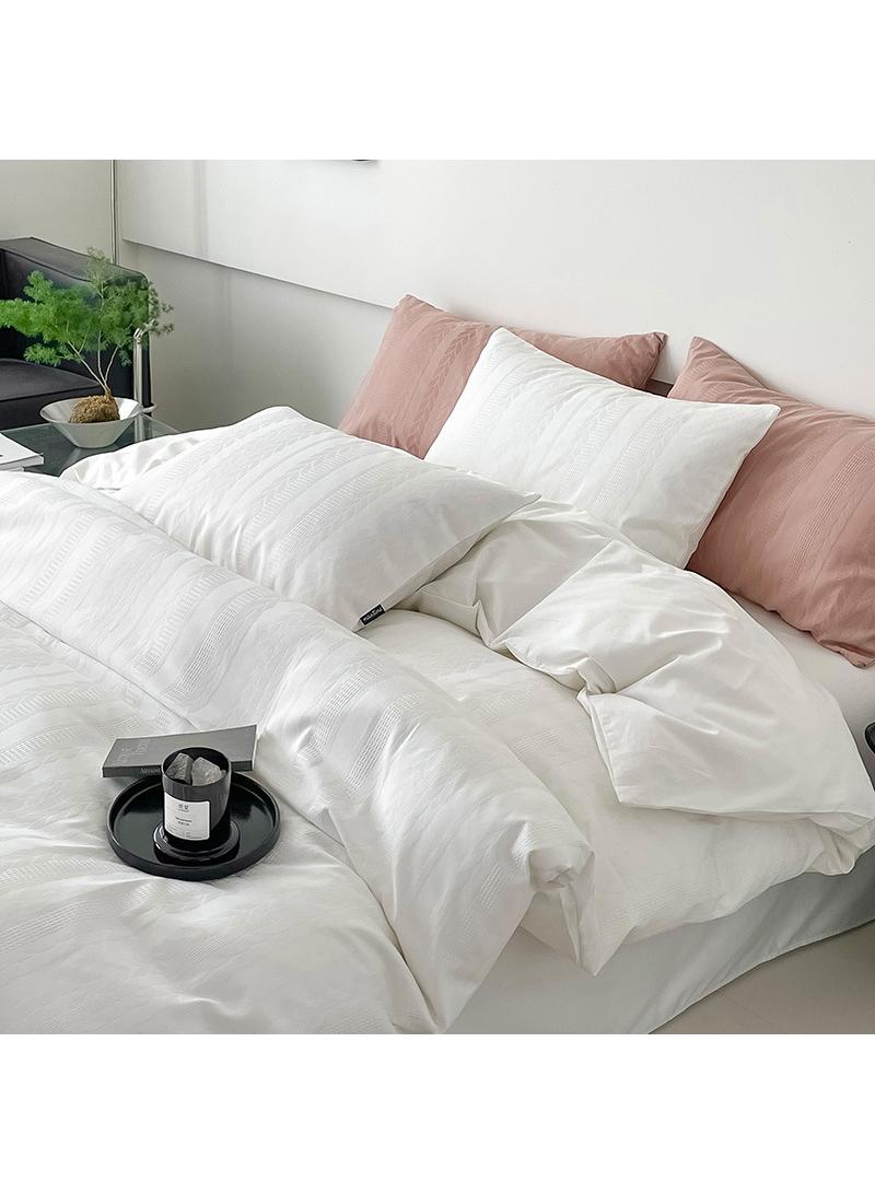 general Cotton Satin Duvet Cover Set Solid Color Striped Jacquard 4pcs Cotton 60S Soft Comforter Cover Bed Sheet Pillowcases Bedding Set - Image 1