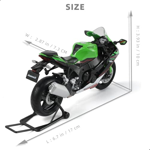 Risopen 1:12 Motorcycle Model Toy for Kawasaki Ninja ZX-10R Metal Die-cast with Plastic Motorcycle Model for Welly No Assembly Required Mini Finished Moto Gift for Adult（Green） - Image 2