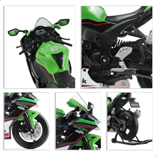 Risopen 1:12 Motorcycle Model Toy for Kawasaki Ninja ZX-10R Metal Die-cast with Plastic Motorcycle Model for Welly No Assembly Required Mini Finished Moto Gift for Adult（Green） - Image 5