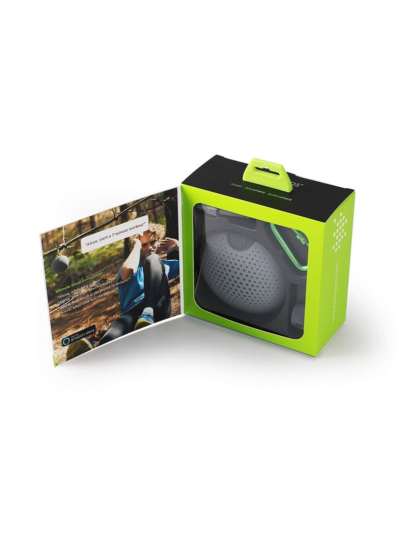 Boompods Aquablaster Small Portable Bluetooth Speaker - Mini Wireless Speakers with Amazon Alexa Capabilities, IPX7 Waterproof Shower Speaker, Mounting Options for Bathroom & Travel (Grey/Green) - Image 5