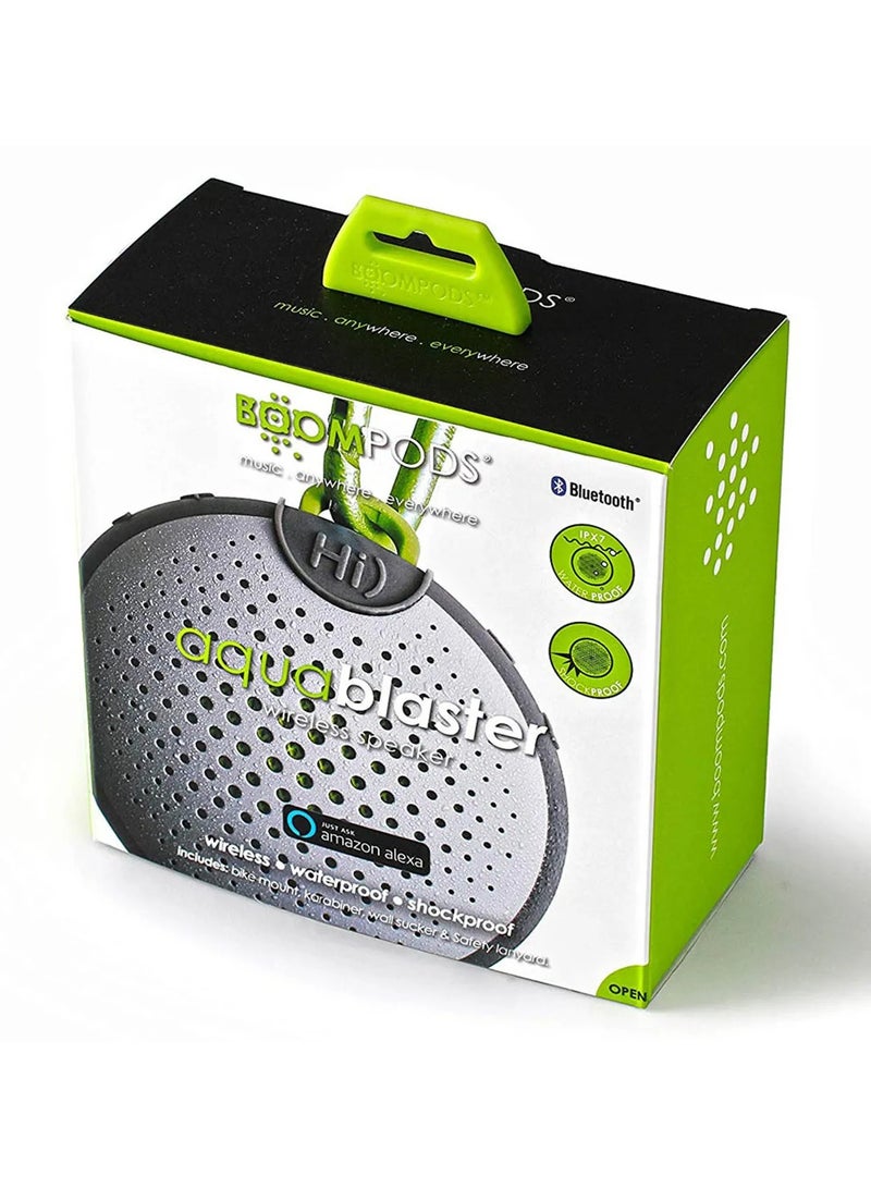 Boompods Aquablaster Small Portable Bluetooth Speaker - Mini Wireless Speakers with Amazon Alexa Capabilities, IPX7 Waterproof Shower Speaker, Mounting Options for Bathroom & Travel (Grey/Green) - Image 4