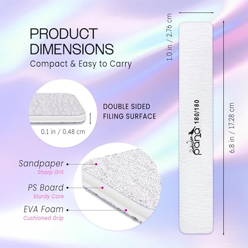 Pana 10pcs - PANA Jumbo Double-Sided Emery Nail File for Manicure, Pedicure, Natural, and Acrylic Nails - Zebra (Grit 180/180) - Image 3