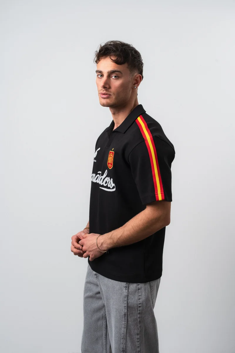 RESPIRE Men's Spain Retro Jersey T-Shirt Black
