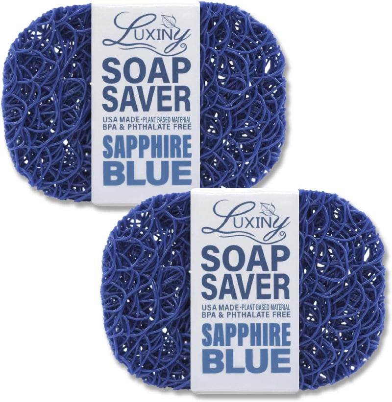 Luxiny Soap Savers for Bar Soap, American Made by , Lifts Soap in Soap Dishes & Shower Soap Holders -Handmade Soap Lasts Longer - Made from Plant Based Materials, 2 PK (Sapphire Royal Blue) - Image 1