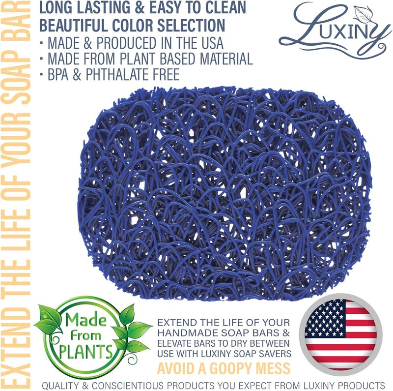 Luxiny Soap Savers for Bar Soap, American Made by , Lifts Soap in Soap Dishes & Shower Soap Holders -Handmade Soap Lasts Longer - Made from Plant Based Materials, 2 PK (Sapphire Royal Blue) - Image 2