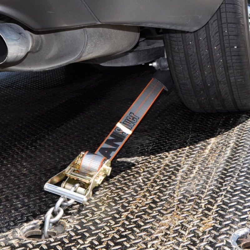 VULCAN Car Tie Down with Chain Tail Ratchet - Snap Hook - 96 Inch - Silver Series - 3,300 Pound Safe Working Load - Image 2
