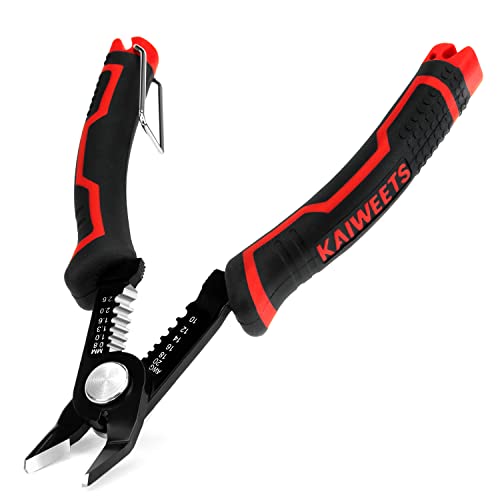 KAIWEETS Wire Cutters 6-Inch Flush cutter with Supplementary Stripping, Cutting Pliers, Handy and Slim Diagonal Cutters, Side Cutting Pliers, Sharp Snip, Safety Lock - Image 1