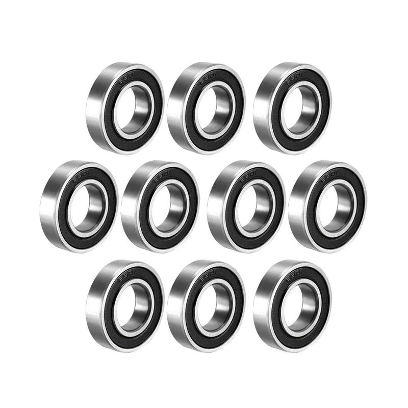 uxcell 6901-2RS Deep Groove Ball Bearing Double Sealed 1180901, 12mm x 24mm x 6mm Carbon Steel Bearings (Pack of 10) - Image 1