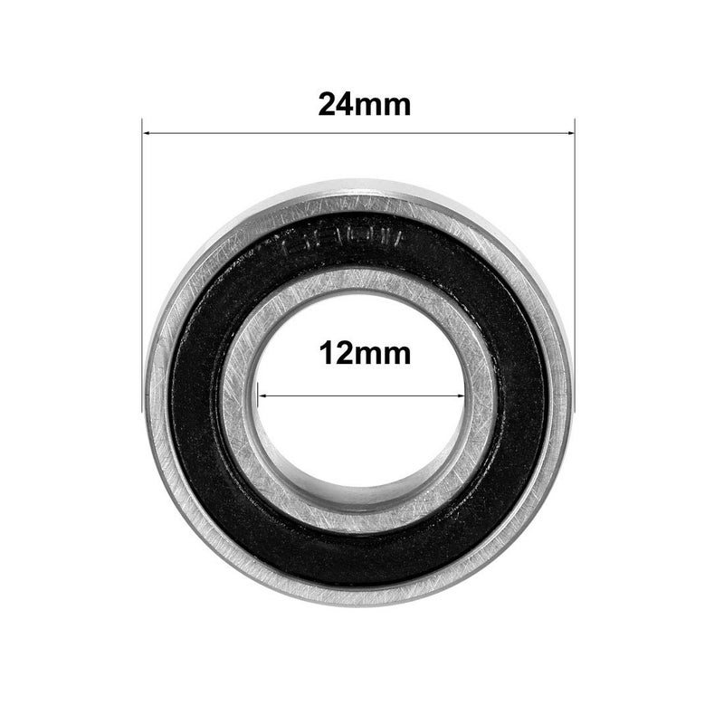 uxcell 6901-2RS Deep Groove Ball Bearing Double Sealed 1180901, 12mm x 24mm x 6mm Carbon Steel Bearings (Pack of 10) - Image 4
