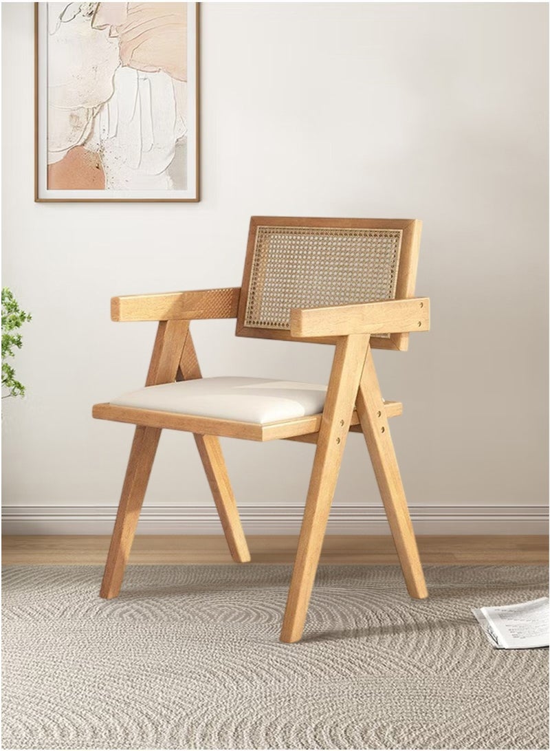 شو وو كرسي عتيق من منتصف القرن مع مقعد ناعم من جلد البولي يوريثان وظهر بنمط ريش لغرفة الطعام أو غرفة المعيشة أو المكتب المنزلي أو المقهى، بلون الخشب - Image 4