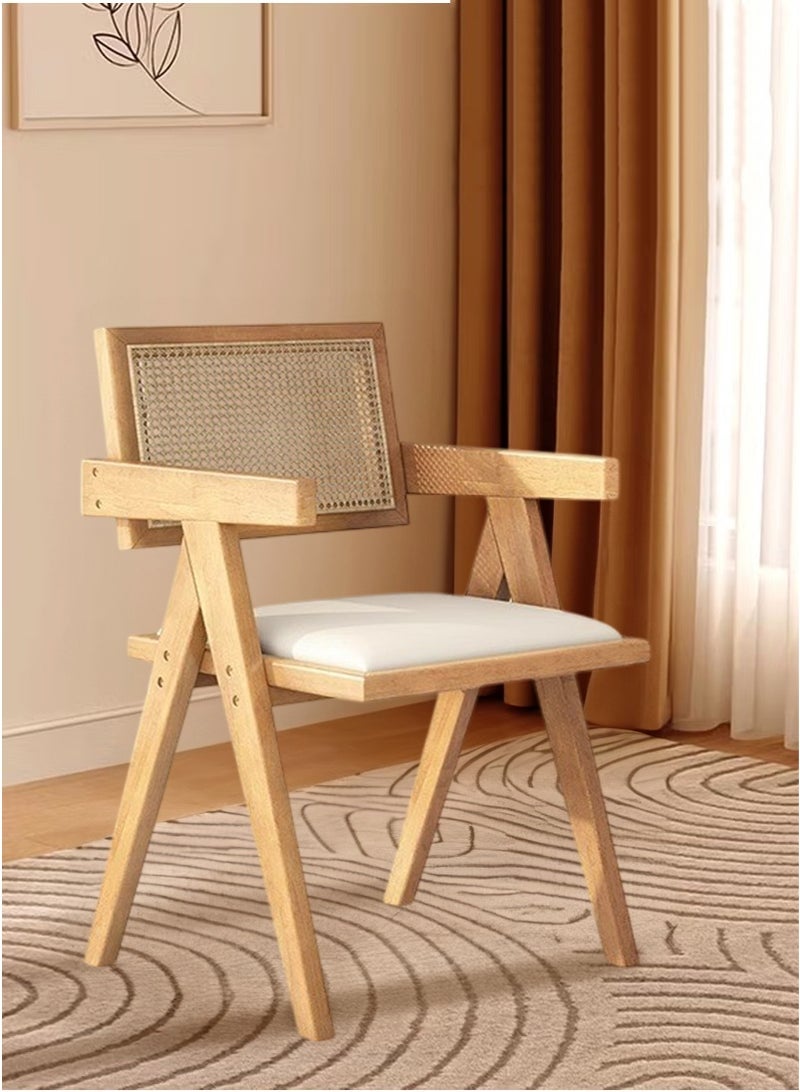 شو وو كرسي عتيق من منتصف القرن مع مقعد ناعم من جلد البولي يوريثان وظهر بنمط ريش لغرفة الطعام أو غرفة المعيشة أو المكتب المنزلي أو المقهى، بلون الخشب - Image 1