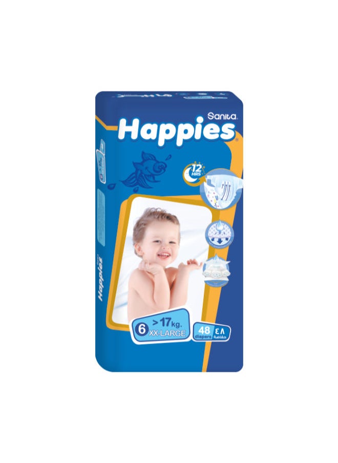 Happies Baby Diapers stretch XXLarge (size 6) 48 diapers 