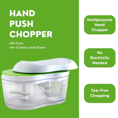 Perfect Pricee Vegetable Chopper with 4 Stainless Steel Blades, Kitchen Hand Push Cutter for Onion, Garlic, Fruits, Nuts - Image 4